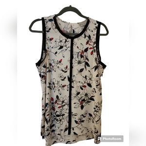 Italian-made silky tank, floral with black edging